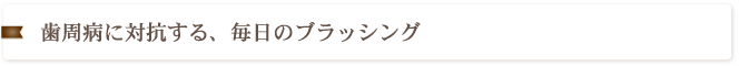 歯周病に対抗する、毎日のブラッシング